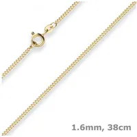 Schmuck Krone Goldkette 1,6mm Panzerkette aus 585 Gelbgold 38cm, Gold 585 goldfarben