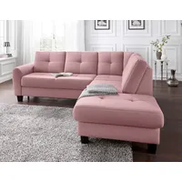 Ecksofa SIT & MORE "Varese L-Form" Sofas Gr. B/H/T: 240cm x 91cm x 214cm, Struktur fein, Ottomane rechts, mit Bettfunktion, rosa (altrosa) mit Federkern, wahlweise Bettfunktion und Stauraum