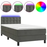 vidaXL Boxspringbett mit Matratze & LED Dunkelgrau 90x200 cm Samt