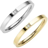 ZEEme Fingerring ZEEME "Edelstahl 2tlg. Set mit weißem Zirkonia-Stein" Gr. 21, bunt (mehrfarbig), Fingerringe, Damen, 021 (66,1), Edelstahl, Fingerring