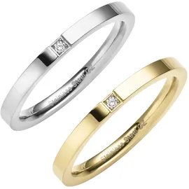 ZEEme Fingerring ZEEME "Edelstahl 2tlg. Set mit weißem Zirkonia-Stein" Gr. 21, bunt (mehrfarbig), Fingerringe, Damen, 021 (66,1), Edelstahl, Fingerring