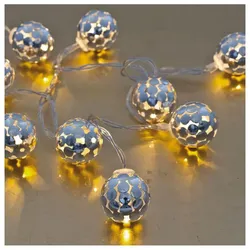 LED-Minilichterkette, 10 warmweiße LED 100 cm Metallkugel silber