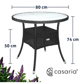 CASARIA Gartentisch Ø 80 x 74 cm schwarz