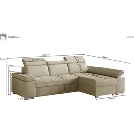 e-meubles Ecksofa Braun, Holzwerkstoff, L-Form,L-Form, 260x168 cm, Wohnzimmer, Sofas & Couches, Wohnlandschaften, Ecksofas