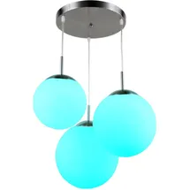 GLOBO RGB LED Hängeleuchte, 3 Flammig, Glas, Fernbedienung, H 80cm - weiß,