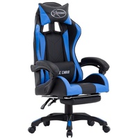 VidaXL Gaming-Stuhl mit Fußstütze Blau und Schwarz Kunstleder