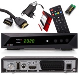 RED OPTICUM Sat Receiver HD für Satellitenschüssel, Satelliten Receiver Sat, 1080p, Full HD, AAC-LC Audio, HDMI, SCART, USB 2.0, Koaxial - Einkabel tauglich DOCS - AX SBOX Set + HDMI Kabel