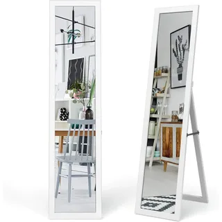 Homcom 2 in 1 Standspiegel, Wandspiegel, Ganzkörperspiegel mit LED-Beleuchtung, Garderobenspiegel aus Aluminium, Glas,