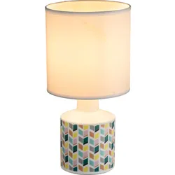 Schreib Tisch Lampe Ess Zimmer Keramik Stoff Beistell Lese Leuchte Rauten Muster