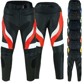 German Wear German Wear, Motorradhose Motorrad Biker Racing Lederhose Schwarz/Rot, Größe:54