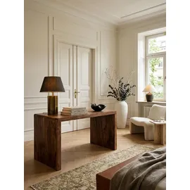 KADIMA DESIGN Schreibtisch TEKO: Massivholz Sheesham, Stauraum, abgerundete Ecken, stabil. Braun, 120x60x76 cm