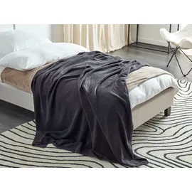 Beliani ASAKA Kuscheldecke 130 x 180 cm Dunkelgrau
