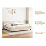 vidaXL Boxspringbett mit Matratze Creme 200x200 cm Stoff