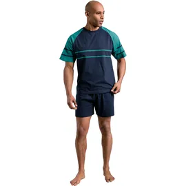 LE JOGGER le jogger® Pyjama Packung, 2 Stück, 4 tlg. mit aufgesetzten Streifen le jogger® grün, marine