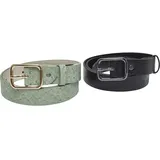 URBAN CLASSICS Ostrich Synthetic Leather Gürtel 2 Einheiten Black / Leaf L-XL