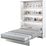 MEBLINI Schrankbett Bed Concept - Wandbett mit Lattenrost - Klappbett mit Schrank - Wandklappbett - Murphy Bed - Bettschrank - BC-01-140x200cm Vertikal - Weiß Hochglanz/Weiß mit Matratze