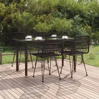 VidaXL 5-tlg. Garten-Essgruppe Schwarz Poly Rattan