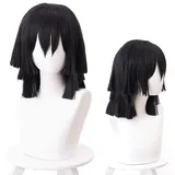 OSIAS Anime Cosplay Perücke, Demon Slayer Perücke, für Halloween, Party, Karneval, Nachtleben, Konzerte, Hochzeiten (Iguro Obanai Wig)