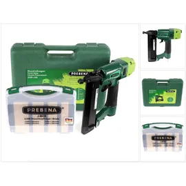 Prebena Luftdruck Druckluftnagler 2XR-J50 im Transportkoffer + J-BOX 8.000 Stauchkopfnägel