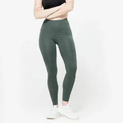 Leggings Baumwolle Damen ultrabequem - 500 dunkelgrün, EINHEITSFARBE, L