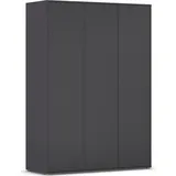 Rauch Möbel NABILA Drehtürenschrank Kleiderschrank, Kleiderschränke, Garderobe 3-türig, Push-to-Open Farbe grau metallic, 140x194x53cm