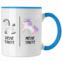 Trendation Tasse Trendation – Beste Tante Geschenk Tasse mit Spruch Kaffeetasse für Tante Coole Tante Einhorn blau