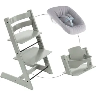 Stokke® TRIPP TRAPP® Bundle Treppenhochstuhl inkl. Newbornset light grey & Babyset, gruen