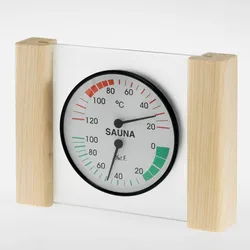 Infraworld Klimamesser mit Glas- Holzrahmen in Fichte