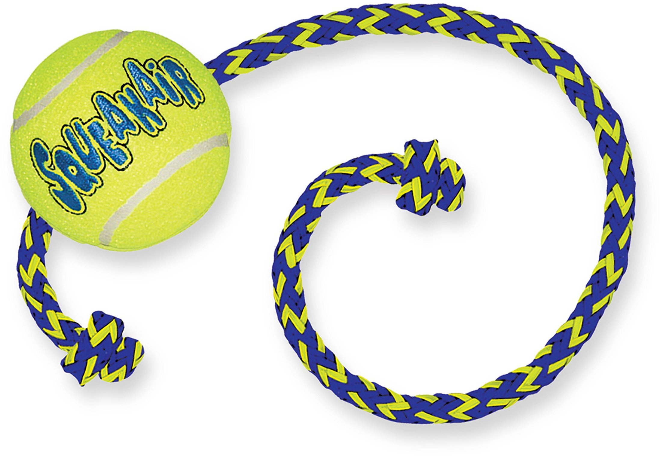 KONG – Squeakair Ball mit Seil – Premium-Hundespielzeug, Quietschende Tennisbälle, Zahnschonend – Für Mittelgroße Hunde