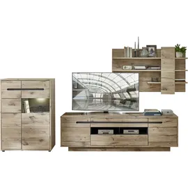 Innostyle Wohnwand INNOSTYLE "BELLANO", braun (außen viking oak nature nb, innen graphit nachbildung), B:332cm H:186cm T:44cm, Glas, Holzwerkstoff, MDF, Kastenmöbel-Sets, Wohnwand, inkl. LED-Beleuchtung
