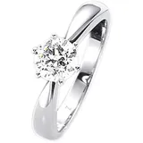 FIRETTI Solitärring "Schmuck Geschenk Gold 750 Damenring Verlobungsring Goldring Solitär" Gr. 16, weiß (weißgoldfarben), Fingerringe, Damen, 16, 0,1 P2 = erkennbare Einschlüsse, Diamanten Weißgold 585, Diamanten, Weißgold 585, mit Brillant