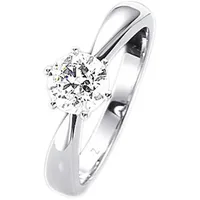 FIRETTI Solitärring "Schmuck Geschenk Gold 750 Damenring Verlobungsring Goldring Solitär" Gr. 16, weiß (weißgoldfarben), Fingerringe, Damen, 16, 0,1 P2 = erkennbare Einschlüsse, Diamanten Weißgold 585, Diamanten, Weißgold 585, mit Brillant
