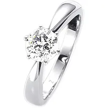 FIRETTI Solitärring "Schmuck Geschenk Gold 750 Damenring Verlobungsring Goldring Solitär" Gr. 16, weiß (weißgoldfarben), Fingerringe, Damen, 16, 0,1 P2 = erkennbare Einschlüsse, Diamanten Weißgold 585, Diamanten, Weißgold 585, mit Brillant