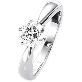 FIRETTI Solitärring "Schmuck Geschenk Gold 750 Damenring Verlobungsring Goldring Solitär" Gr. 16, weiß (weißgoldfarben), Fingerringe, Damen, 16, 0,1 P2 = erkennbare Einschlüsse, Diamanten Weißgold 585, Diamanten, Weißgold 585, mit Brillant