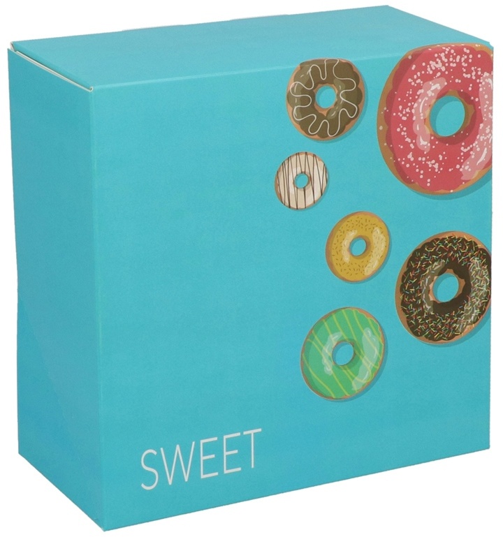 Nette 100 Donut Karton Faltschachteln "Happy Donuts" 190x190x80mm
