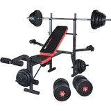 TrainHard Multifunktion Hantelbank klappbar mit Beincurl Butterfly, geprüft und zertifiziert nach EN957 / optional: Hantelset aus Langhantel Kurzhantel (Hantelbank + 50 kg Lang- & Kurzhantel)