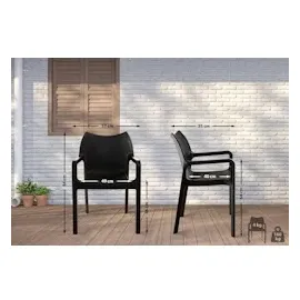 CLP Gartenstuhl Diva 4er Set stapelbar  schwarz