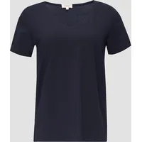 S.Oliver Damen, T-Shirt mit V-Ausschnitt, Marine, 38