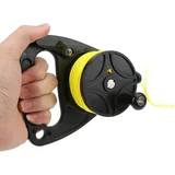 Bewinner Tragbare Tauchspule, 46 M / 150,9 Ft Scuba Dive Reel Kayak Anker mit Daumenstopper, für Unterwasser Taucher Wassersport(Schwarzes Rad)