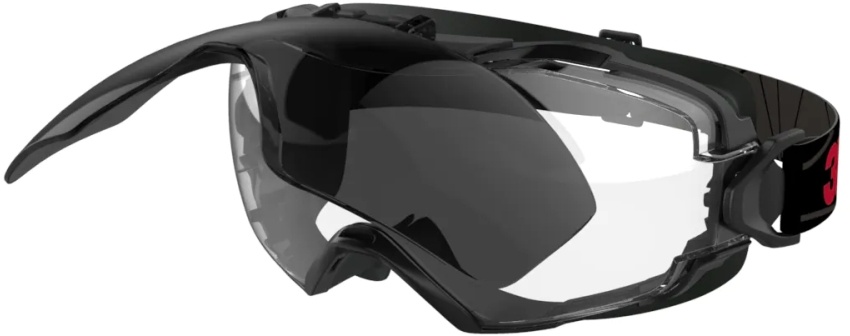 3M GoggleGear 6000 Vollsichtbrille, Scotchgard Antikratz-/Antibeschlag-Beschichtung (K&N), klare Scheibe, mit klappbarer grauer Scheibe mit Schutzstufe IR 5.0, GG6001SGAF-IR5
