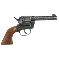 Schrödel J.G. 2038671 Magnum antik Spielzeugpistole oder Cowboy-Revolver aus Zink und Kunststoff für Zündplättchen-Munition, 12 Schuss, 22 cm, grau / silber (203 8671)
