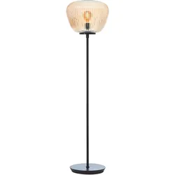 BRILLIANT Stehlampe "Kaizen", schwarz (amber, bernstein, schwarz matt), Ø 35,00cm H: 140,00cm, Lampen, Riffelglas, 140 x 35 cm, E27, Amber-Bernsteinfarben
