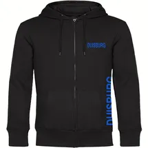 multifanshop Kapuzen Sweatshirt Jacke - Duisburg - Brust & Seite - Druck blau - Sweat