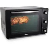 PRINCESS Minibackofen, Kleiner 45L Umluft Tisch-Backofen Mini-Ofen Drehspieß, Pizzabackofen schwarz