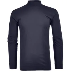 RAGMAN Herren Stehkragen-Pullover - Langarm Basic Stehkragen Regular, Single Jersey, einfarbig Dunkelblau L