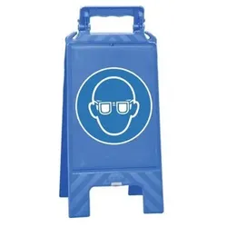 Warnaufsteller blau, Kunststoff, zur Kennzeichnung von Gebotszonen, Augenschutz