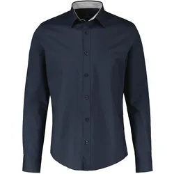Langarmhemd LERROS "LERROS Basic Poplinhemd, Kent-Kragen", Herren, Gr. M, Normalgrößen, blau (classic navy), 100% Baumwolle, regular fit, Langarm, Hemden