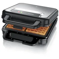 Arendo - Waffeleisen XXL 4er - 3 in 1 Sandwichmaker Kontaktgrill mit abnehmbaren Platten - mit Antihaftbeschichtung - Sandwichtoaster - 4er Platten - belgische Waffeln