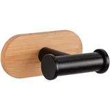 Wenko Wandhaken Duo Turbo-Loc Orea Bamboo, bambus/schwarz 10 x 4,5 x 6,5 cm