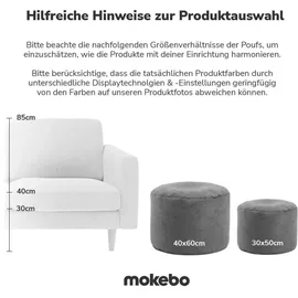 mokebo Pouf Stoff 50 x 30 x 50 cm Petrol/Blau